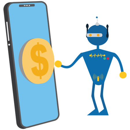 Robot Pressing Dollar  Illustration