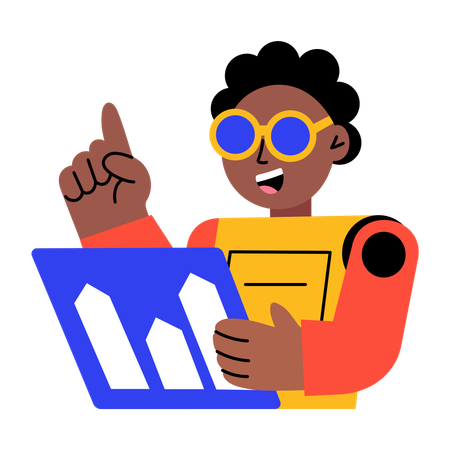 Robot procesando datos  Ilustración