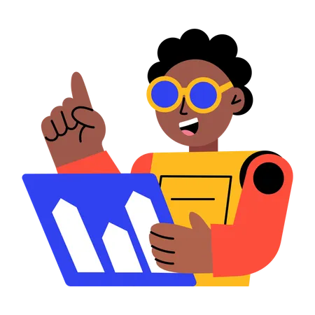 Robot processing data  Illustration