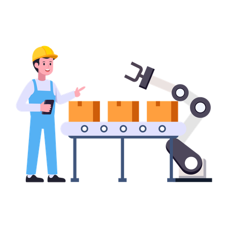 Robot production line Illustration
