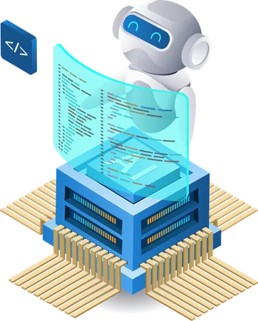 Tecnología de inteligencia artificial del programador de robots.  Illustration