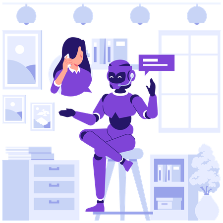 ロボットが顧客サービスを提供する  イラスト