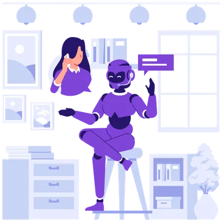 ロボットが顧客サービスを提供する  イラスト