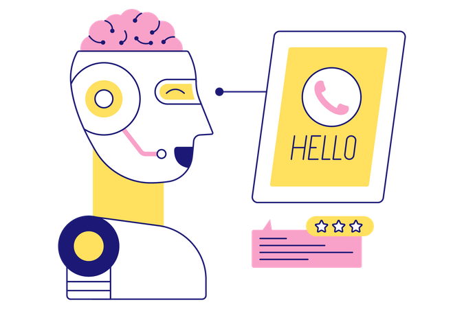 Robot providing customer care service  Illustration