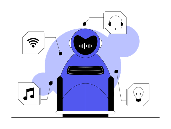 Robot providing technical support for clients  Illustration