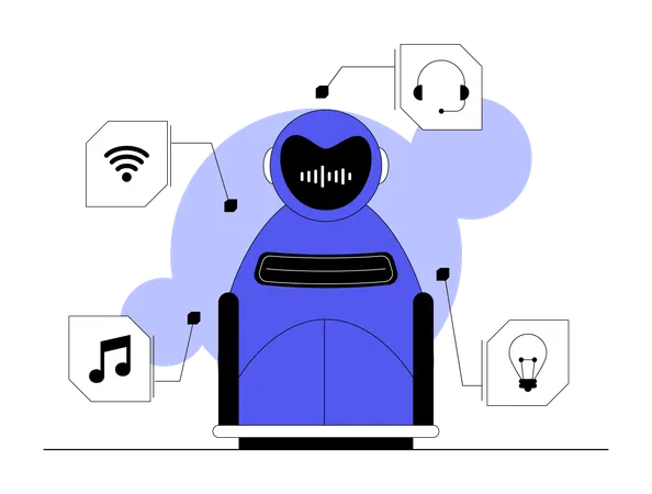 Robot providing technical support for clients  Illustration