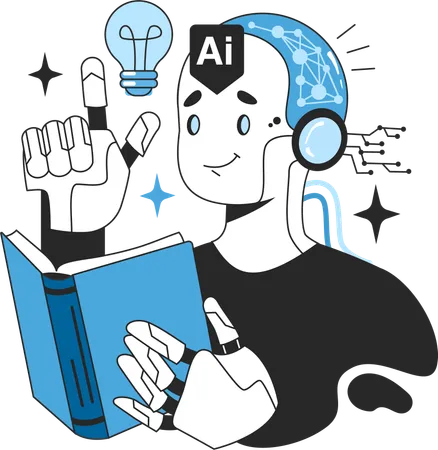 Robot reading book  Illustration