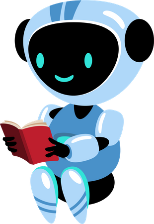 Robot reading book  イラスト