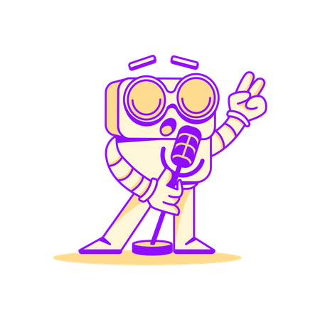 Robot recording voice message  Illustration
