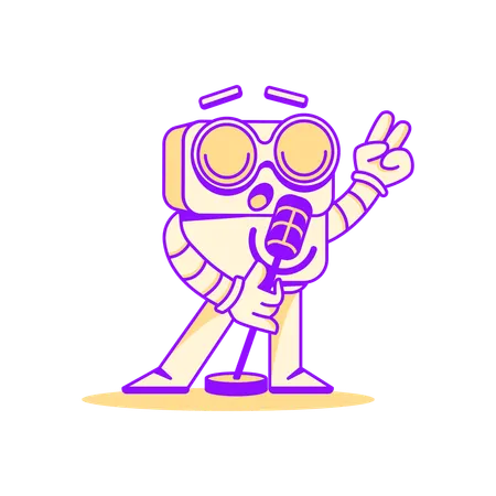 Robot recording voice message  Illustration