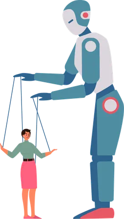 Robot replaces employee  Illustration