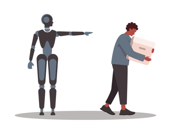 Robot replaces employees in office  Illustration