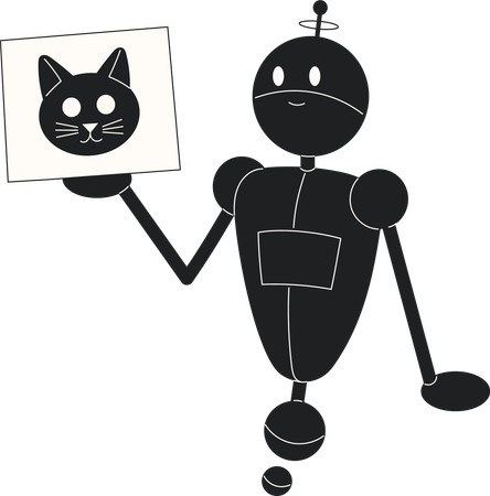 Robot Representing Artificial Intelligence Holding Generated Image  Illustration