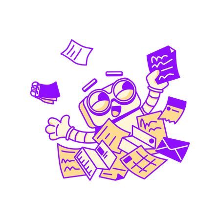 Robot searching for document  Illustration