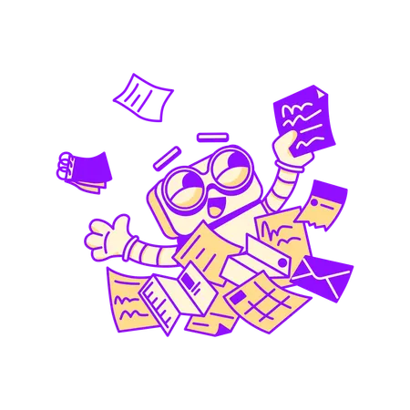 Robot searching for document  Illustration