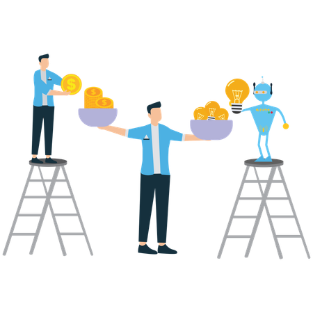 Robot Selling creative ideas  Illustration