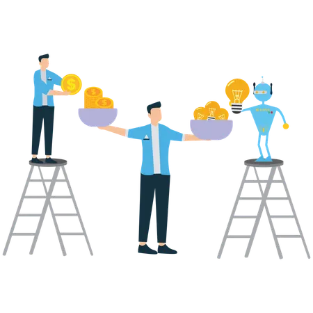 Robot Selling creative ideas  Illustration