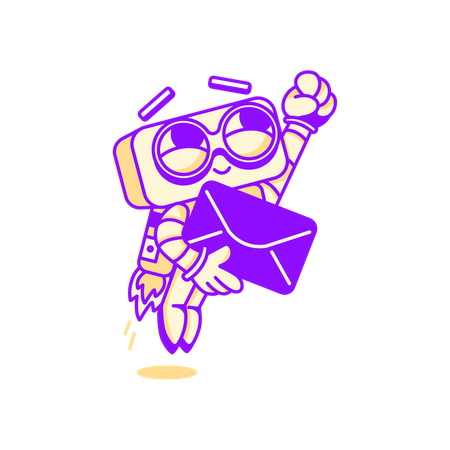 Robot sending email  Illustration