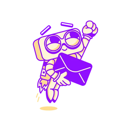 Robot sending email  Illustration