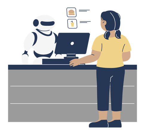 Robot Serving Customer  Illustration