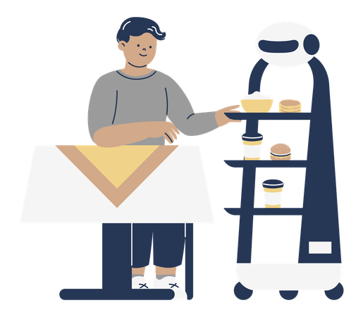 Robot Serving Food and Drinks  Illustration