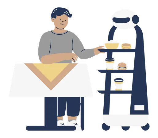 Robot Serving Food and Drinks  Illustration