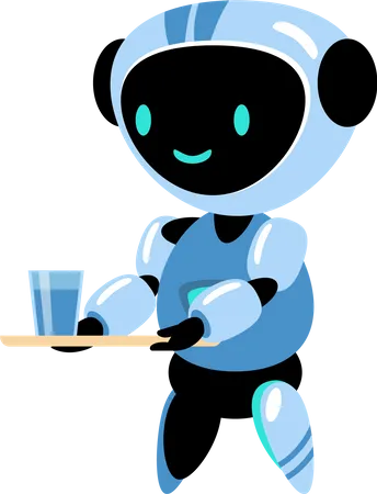 Robot serving water  Illustration