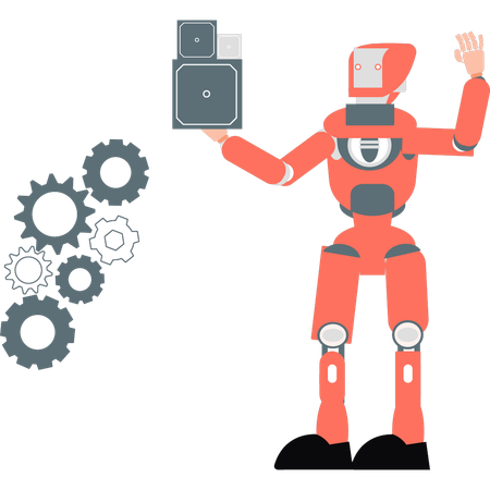 Robot setting speakers  Illustration