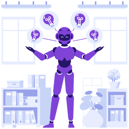 Robot shares ideas with team  Illustration