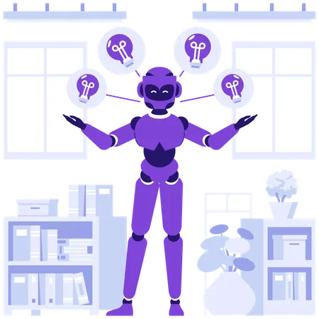 Robot shares ideas with team  Illustration