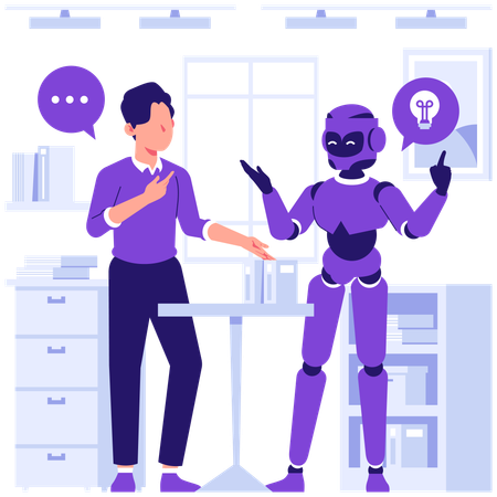 Robot sharing creative idea  Illustration