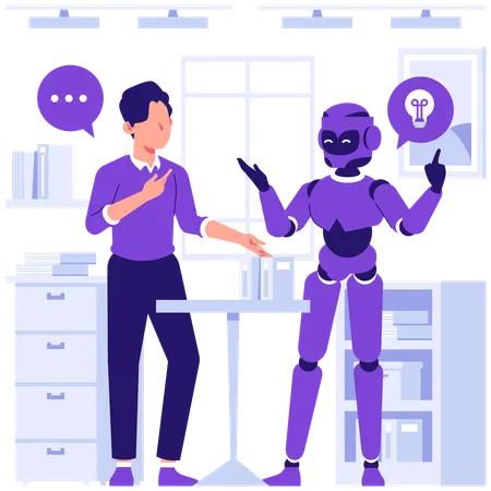 Robot sharing creative idea  Illustration