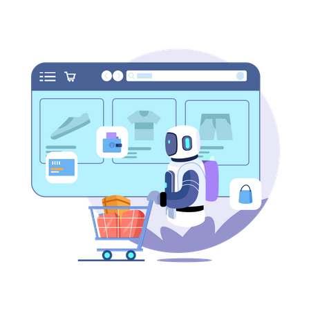 Robot Shopping Clothes  Illustration