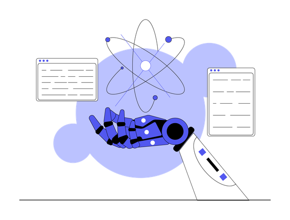 Robot showing molecular structure  Illustration