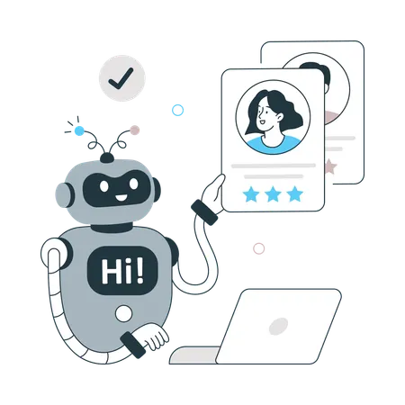 Robot showing Unlocking Customer Insights  Illustration