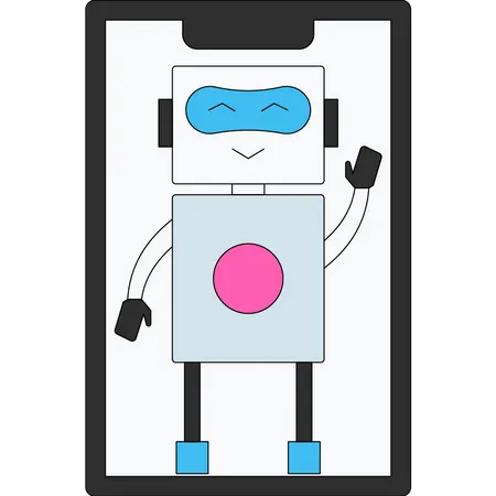 El Robot Le Da La Mano Al Telefono Ilustración