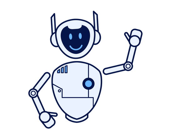 Robot smiling and waving hand  Illustration