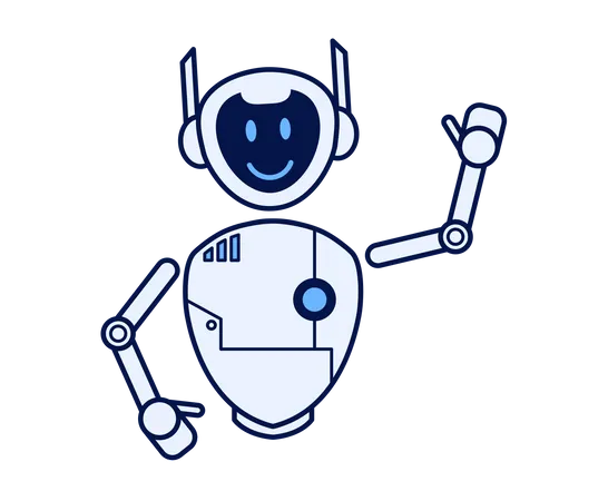 Robot smiling and waving hand  Illustration