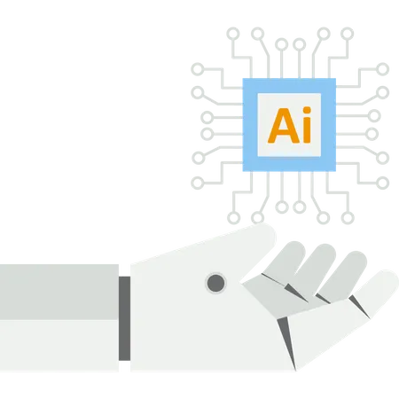 Robot con procesador de computadora con microchip  Ilustración