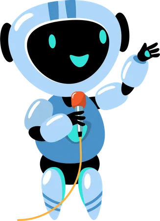 Robot speaking to microphone and presenting  Illustration