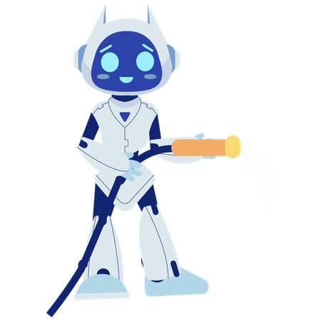 Robot Spraying Water  Illustration