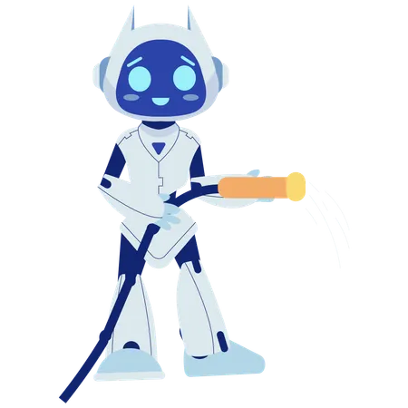 Robot Spraying Water  Illustration