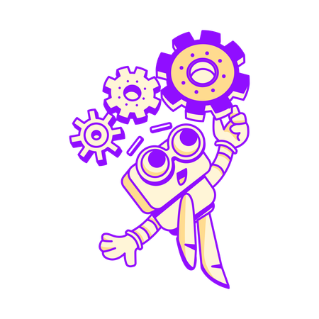 Robot starting the gear  Illustration