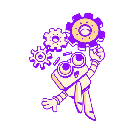 Robot starting the gear  Illustration