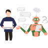 robot talking to boy illustrations free