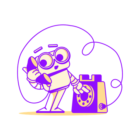 Robot talking to call support  Illustration