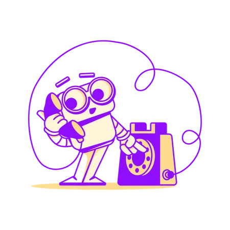 Robot talking to call support  Illustration