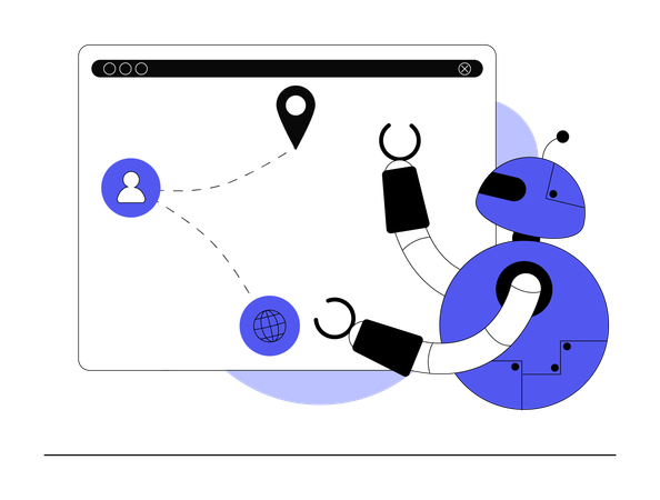 Robot tracking delivery status  Illustration