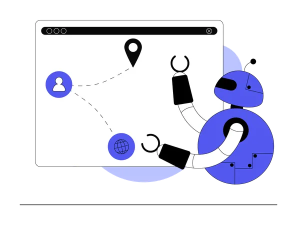 Robot tracking delivery status  Illustration