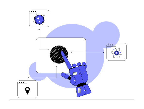 Robot tracking parcel status  Illustration